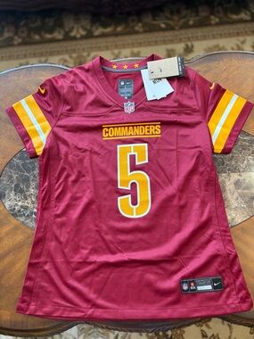 Washington Commanders Jayden Daniels Women’s red jersey Size Large